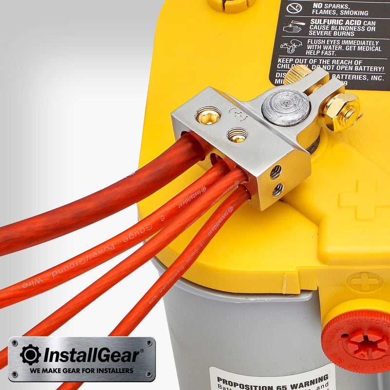InstallGear 2,4,8 or 10 Gauge Battery Terminals w/Shims - Positive, Negative - Car Battery Terminal, Battery Pack, Heavy Duty Battery Terminal Connectors, 2 Gauge, 4 Gauge, 8 Gauge, 10 Gauge Wires - Image 3